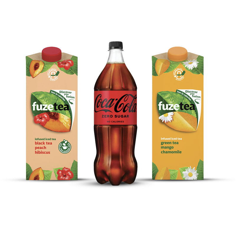 Coca-Cola of Fuze Tea pak of fles 1.5 liter