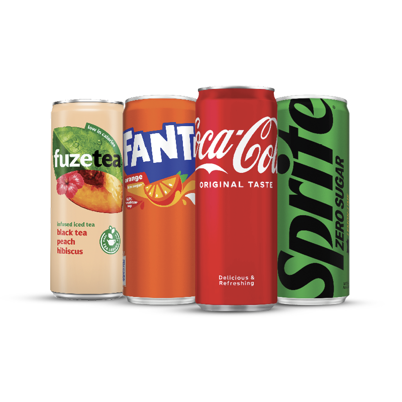alle Coca-Cola, Fanta, Sprite of Fuze Tea blik 250 ml