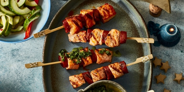 Surf & turf-spiesjes met gremolata