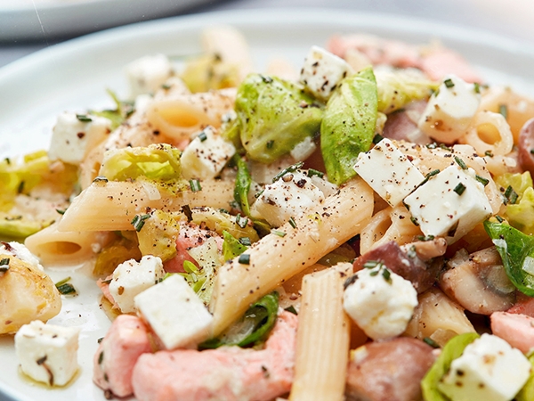 penne met zalm