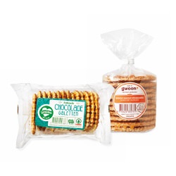 SPAR en g'woon chocolade galetten, stroopwafel salted karamel of mueslikoeken
