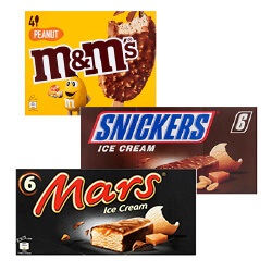Mars, Snickers of M&M's ijs