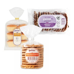 g'woon roomboter eiercakejes, chocolade galetten of stroopwafels salted karamel