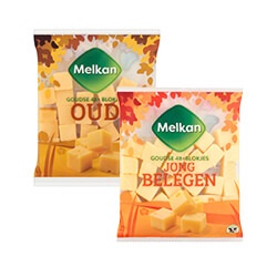 Melkan kaasblokjes jong belegen of oud