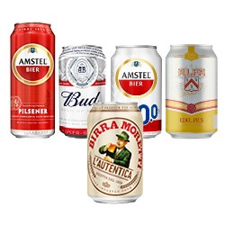 Bud, Alfa, Amstel of Birra Moretti pils