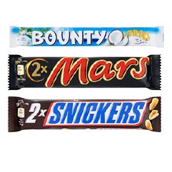 Bounty, Mars, Twix of Snickers