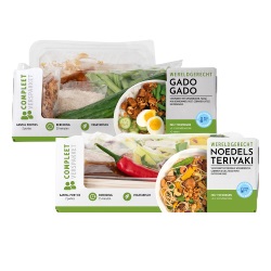verspakket vers gesneden gado gado, teriyaki noedels of champignon risotto