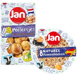 Jan pannenkoeken naturel, poffertjes of hartjes poffertjes