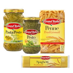 Grand'Italia pasta tradizionali, sugocasa saus of pesto