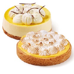 SPAR lemon curd meringue- of mango bavaroise taart