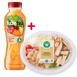 SPAR maaltijdsalade 400 gram en Fuze tea 400 ml
