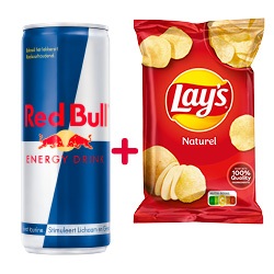 Red Bull 250ml en Lay’s chips 30-45 gram