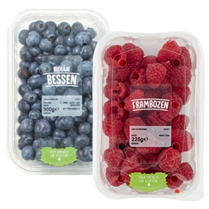 blauwe bessen, bramen of frambozen bak 225/300 gram