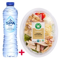 SPAR maaltijdsalade caesar of geitenkaas 400gr en SPA 400/500ml