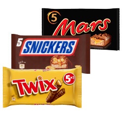 Mars, Twix of Snickers 4/5-pack