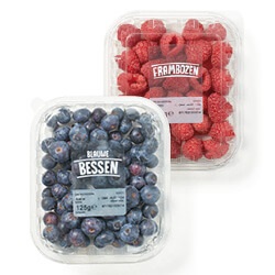 blauwe bessen of frambozen bak 125 gram