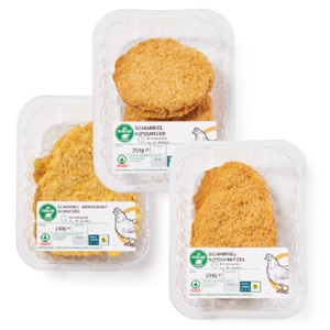 SPAR kip cordon bleu, kip burger, kipschnitzel-, kipsaté of kipkrokantschnitzel pak 200/250 gram