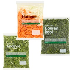 andijvie zak 250 gram, boerenkool grof zak 300 gram of hutspot zak 500 gram