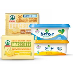 Sense smeerbaar kuipje 250 of 500 gram of SPAR roomboter kuipje of wikkel 200/250 gram