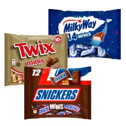 Mars, Snickers, Twix of Milky Way mini's zak 227 gram