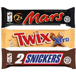 Mars, Twix of Snickers 2-pack of trio