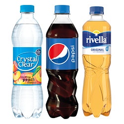 Rivella, Crystel Clear, Pepsi, Royal Club of 7-UP fles 500 ml