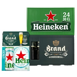 Heineken of Brand pils krat of 6-pack blik