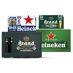 Heineken, Heineken 0.0 of Brand pils krat of 6-pack blik
