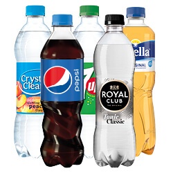 Rivella, Crystal Clear, Pepsi, Royal Club of 7-UP fles 500 ml