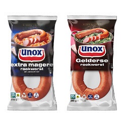 Unox extra magere rookworst zak 275 gram of Gelderse rookworst 285 gram