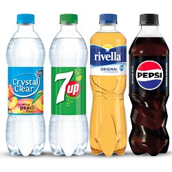 Productfoto van Rivella, Crystel Clear, Pepsi, Royal Club of 7-UP fles 500 ml