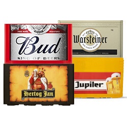 Hertog Jan, Jupiler, Warsteiner of Bud krat