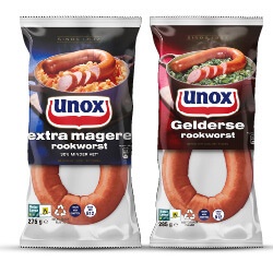 Unox extra magere rookworst zak 275 gram of Gelderse rookworst 285 gram