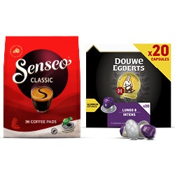 Productfoto van Douwe Egberts capsules 20 stuks of Senseo 36 stuks