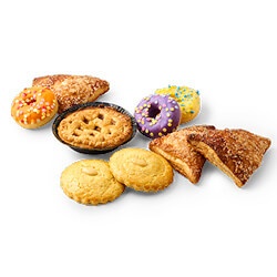 Productfoto van SPAR mini appelflap, mini fruity bites donuts, mini roomboter gevulde koek, mini appeltaartje of mini kerst popdots