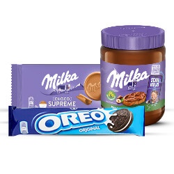 Productfoto van alle Oreo koek of Milka koek en hazelnootpasta