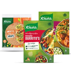 alle Knorr Wereldgerechten, groentepasta's of groentewraps