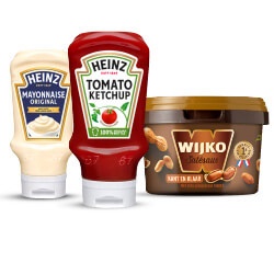 Heinz mayonaise, tomatenketchup 400 ml of Wijko satésaus 520 gram