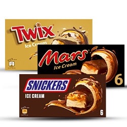 Mars, Snickers of Twix ice cream 6 pack