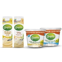 alle Campina kwark bak 225 of 500 gram of vla pak 1 liter