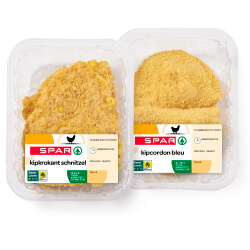 SPAR kipkrokantschnitzel, -cordonbleu, -schnitzel of -satéschnitzel pak 2 stuks