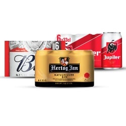 alle Hertog Jan, Jupiler of BUD fles of blik