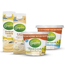 alle Campina kwark bak 225 of 500 gram of vla pak 1 liter