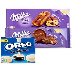 Oreo koek dozen 220/246 gram of Milka koek 110/208 gram