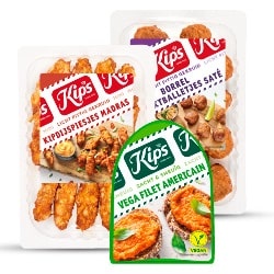 Kips vega filet americain bakje 125 gram , mini kipdijspies madras bakje 160 gram of borrel gehaktballetjes sate bakje 320 gram