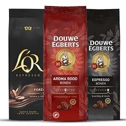 Productfoto van alle Douwe Egberts of L'OR koffiebonen 500 gram