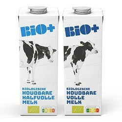 Productfoto van Bio+ melk halfvol of vol pak 1 liter