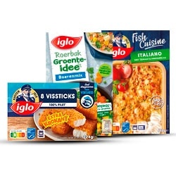 Productfoto van alle Iglo vis en groente idee