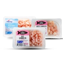 Productfoto van Heiploeg Noordse garnalen of Vis Marine grote of roze garnalen pak 100 gram