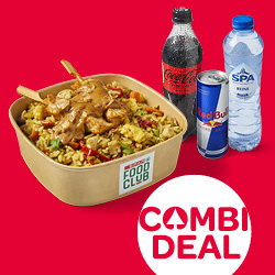 Productfoto van alle FoodClub bami of nasi maaltijden + gekoeld drankje samen voor € 8.50